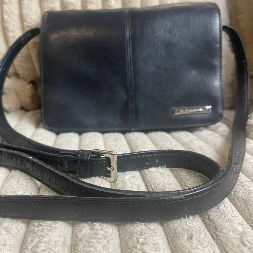 Liz Claiborne Black Leather Messenger Bag
